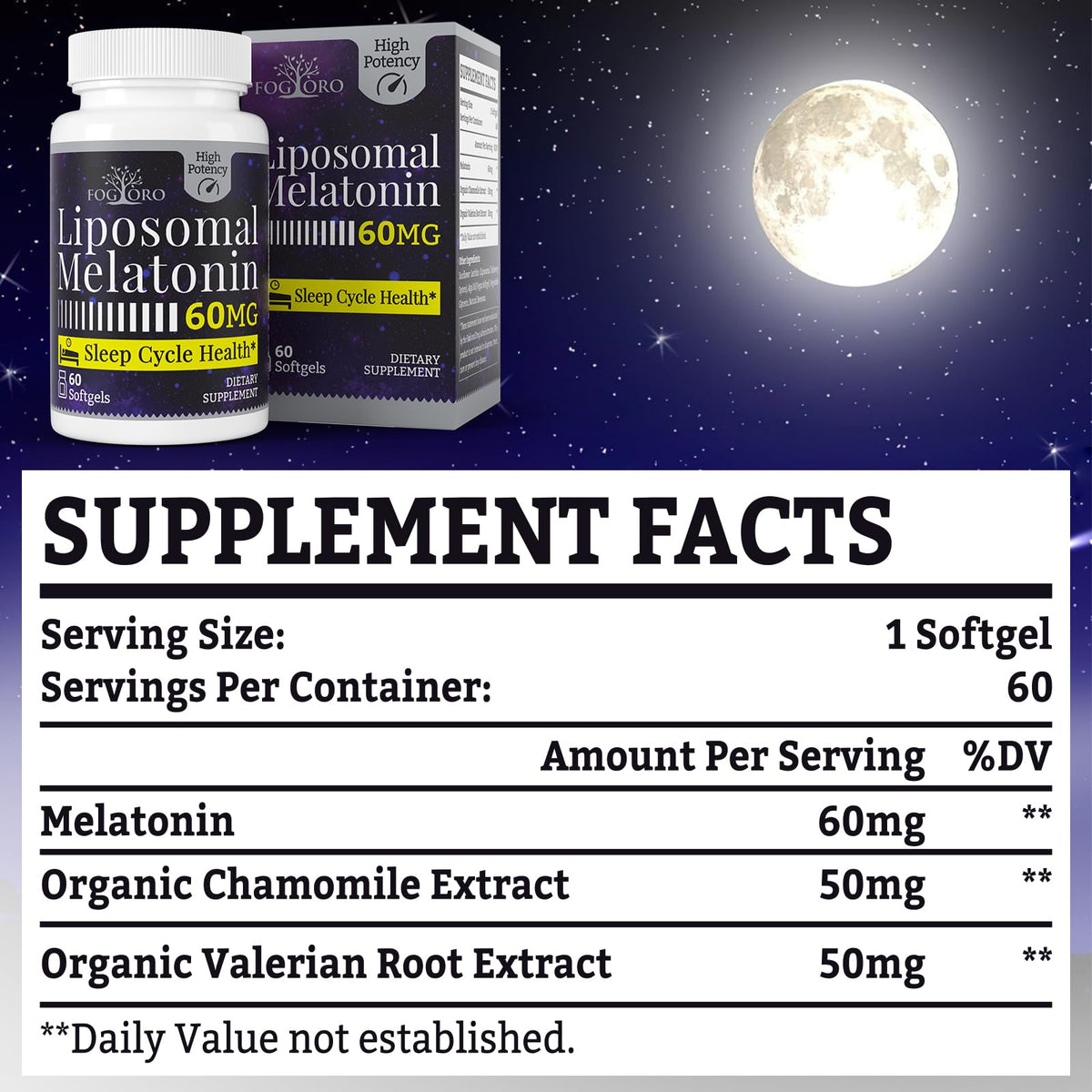 Zoom sur une gélule softgel de Fogoro Melatonine 60mg
