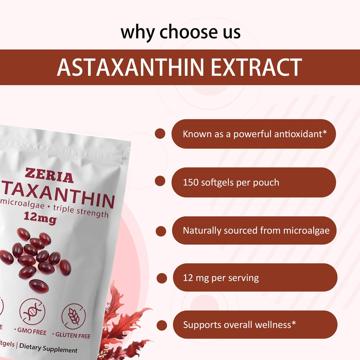 Zoom sur une gélule souple Zeria Astaxanthin