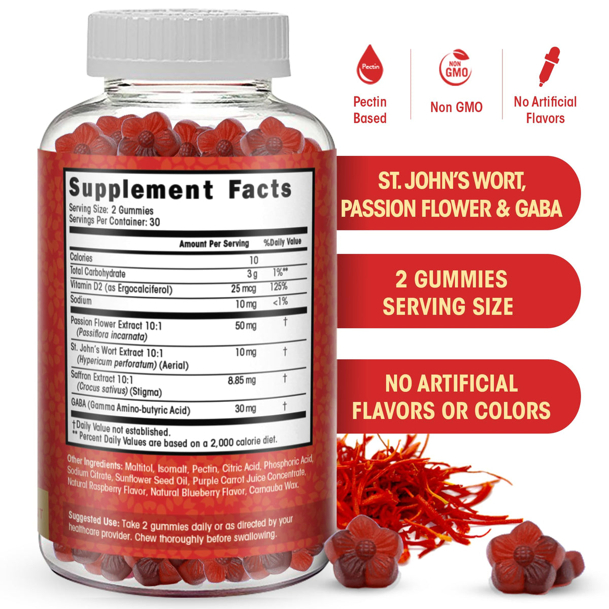 Zoom sur une gummy de safran à la pomme Flamingo Supplements