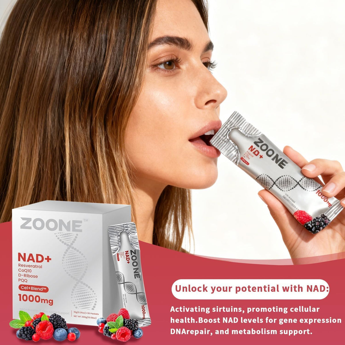 Zoone Complément Alimentaire NAD+ 1000mg, présentation des ingrédients