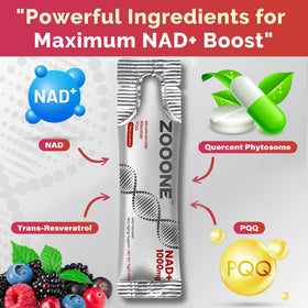zooone complément NAD+ 30pcs arrière de l'emballage