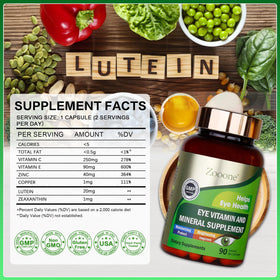 zooone Compléments Alimentaires Luteine et Zeaxanthine 90 capsules avec étiquette