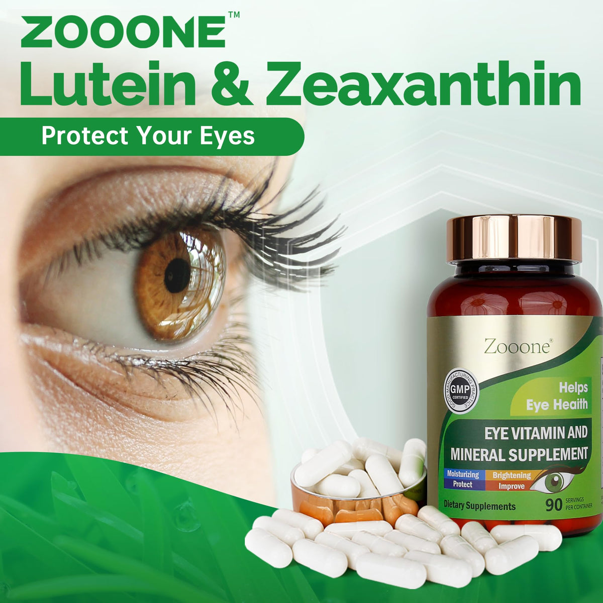 zooone Compléments Alimentaires Luteine et Zeaxanthine 90 capsules avec verre d'eau