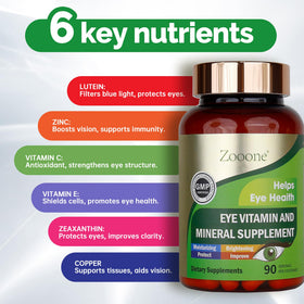 zooone Compléments Alimentaires Luteine et Zeaxanthine 90 capsules sur fond blanc