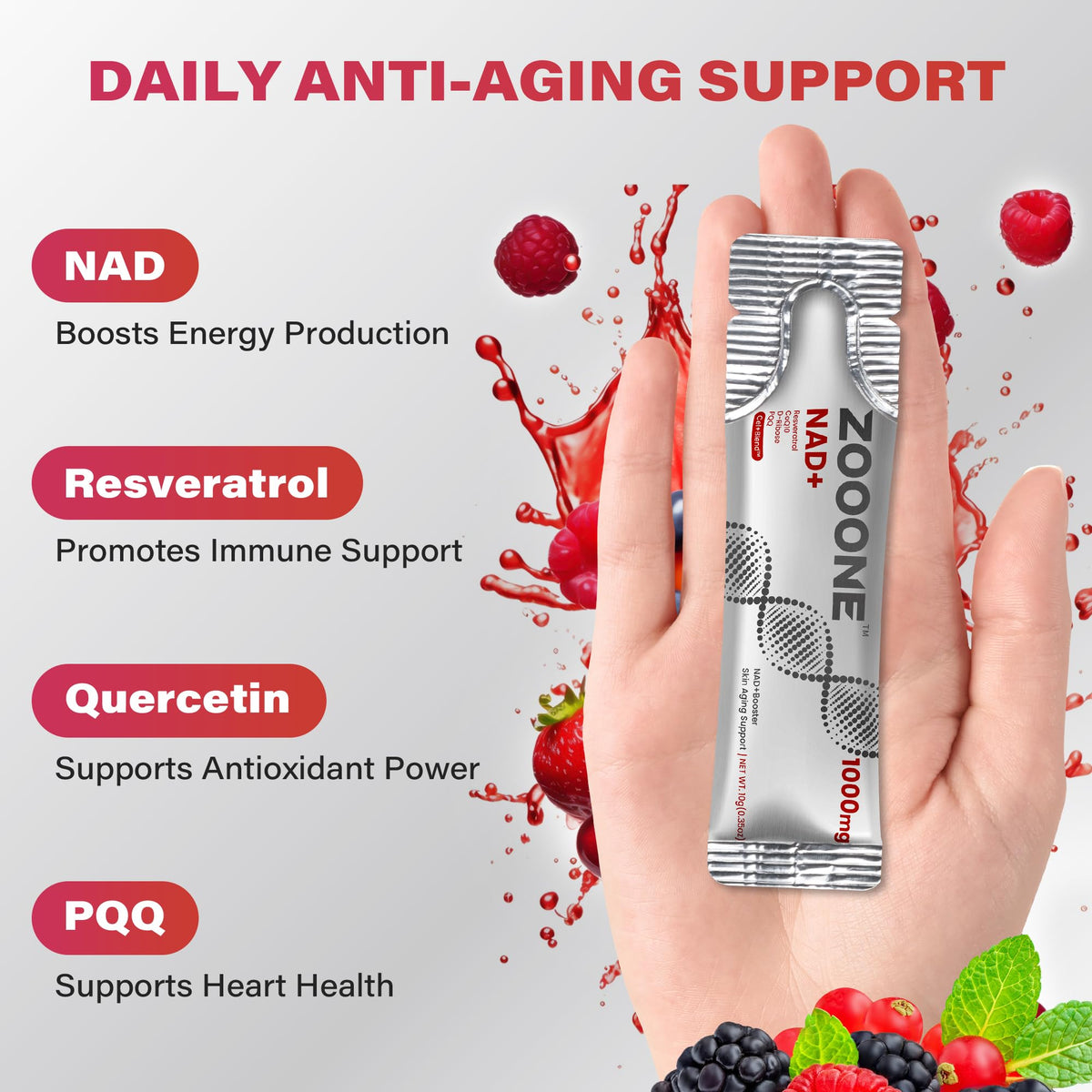 zooone NAD+ 1000mg sachets liquides contenu