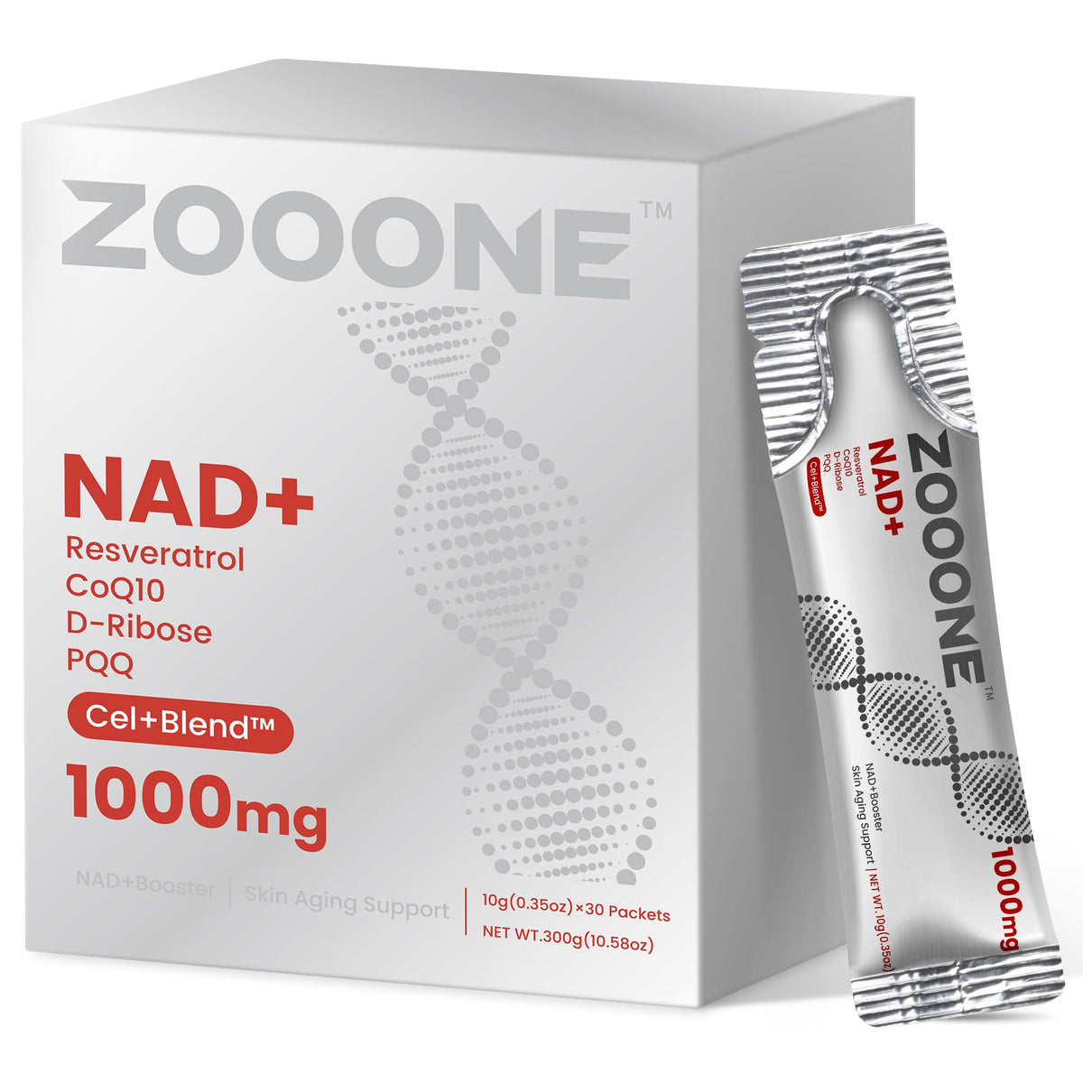 zooone NAD+ 1000mg sachets liquides vue de face
