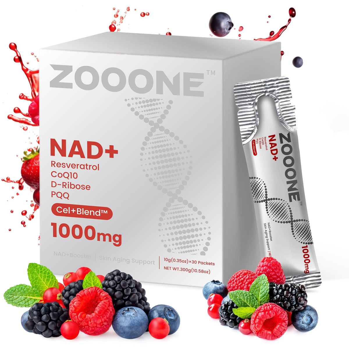 zooone sachets liquides NAD+ 30 sachets dans leur emballage