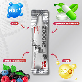 zooone sachets liquides NAD+ goût baie avec contenu visible
