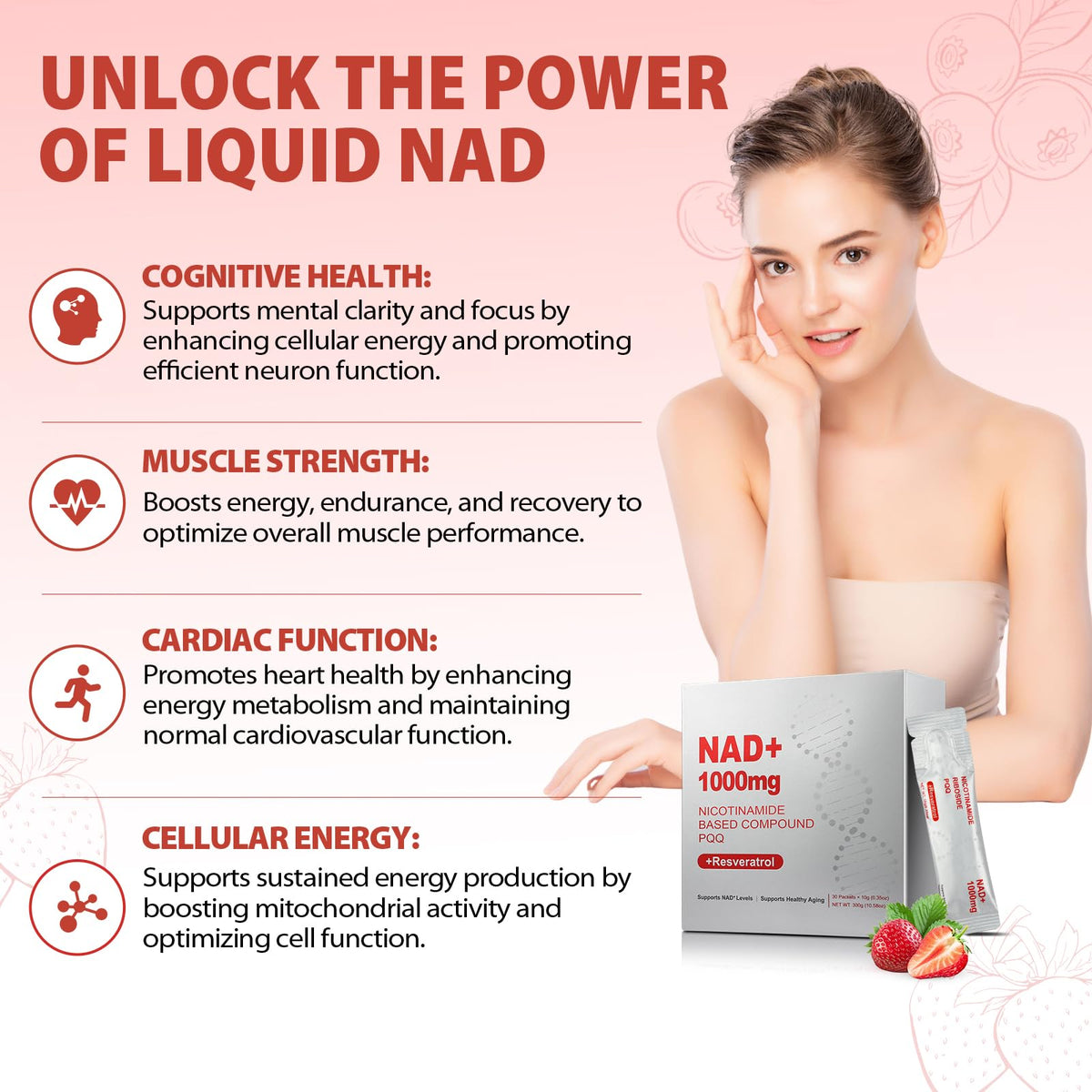 ZOROAHER Complément Liquide NAD+ 1000mg avec accessoires de santé
