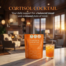 Zotreval Cortisol Cocktail avec des ingrédients naturels en arrière-plan