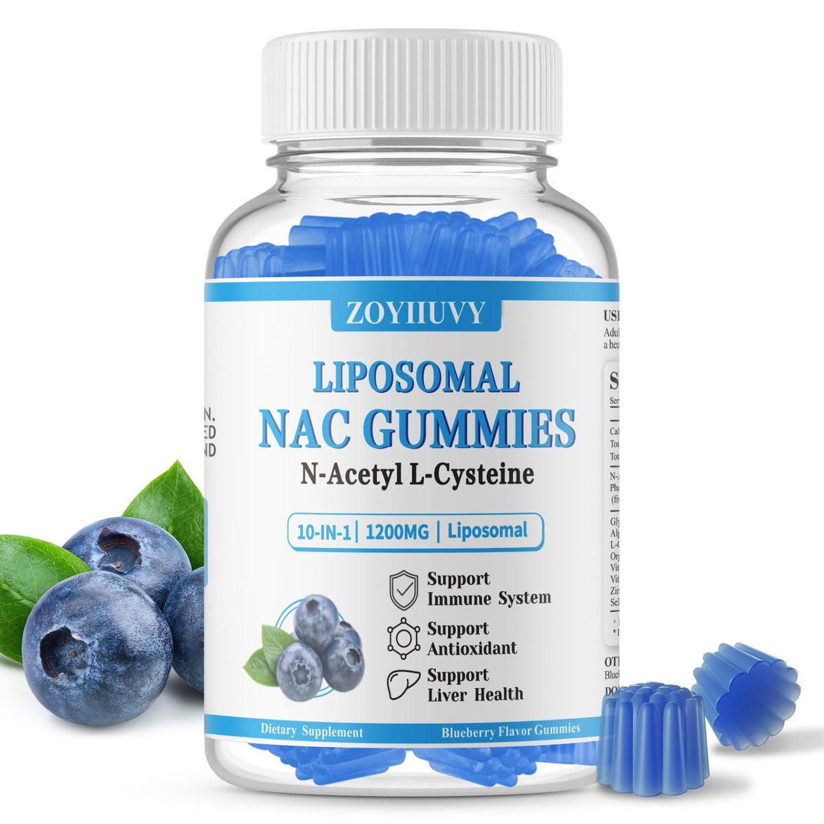 ZOYIIUVY Gummies NAC Liposomales 1200mg bouteille avant