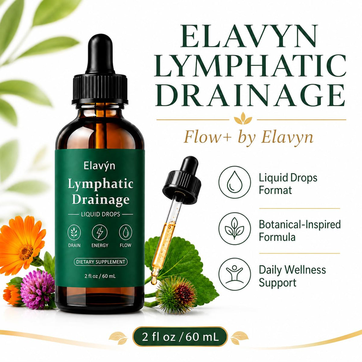 ZRNTVO Gouttes de Drainage Lymphatique 60 mL avec une cuillère doseuse