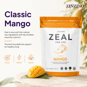 Zurvita Zeal for Life mélange nutritionnel mangue 420 g, préparation dans un verre