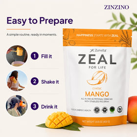 Zurvita Zeal for Life mélange nutritionnel mangue 420 g, utilisation avec un shaker