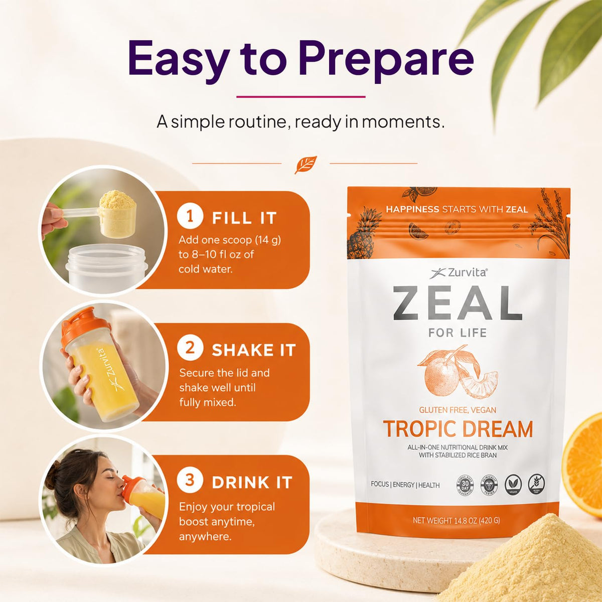 Zurvita Zeal for Life Tropic Dream 420 g emballage