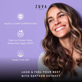 ZuvaLabs Compléments Alimentaires Safran - bouteille ouverte avec capsules