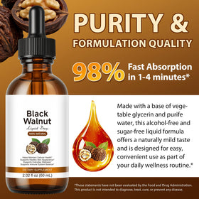 ZUZOKKAHA Gouttes Liquides de Noix Noire 500mg avec verre d'eau