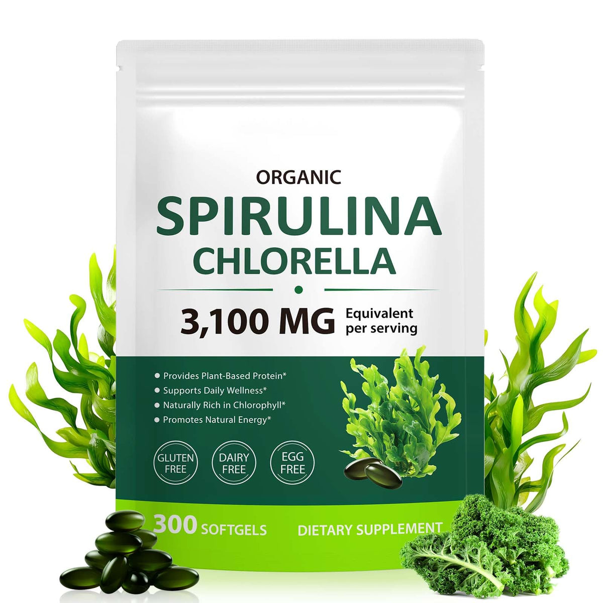 ZUZOKKAHA Spiruline & Chlorelle Softgels 17-in-1 avant