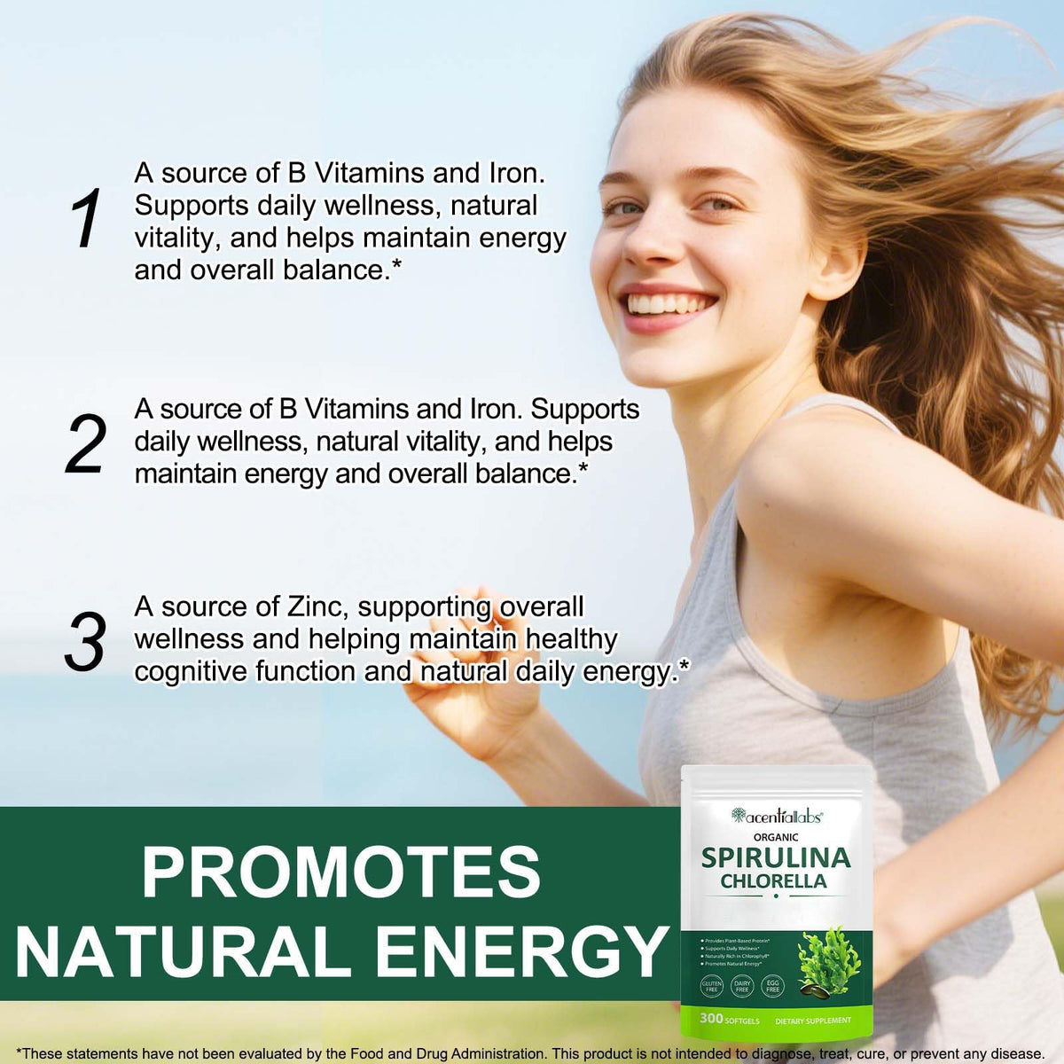 ZUZOKKAHA Spiruline & Chlorelle Softgels 17-in-1 avec dosage