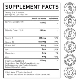 ZUZOKKAHA Spiruline & Chlorelle Softgels 17-in-1 en lifestyle