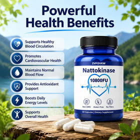 ZVPDVKW Nattokinase 10800 FU capsules avec étiquette détaillée