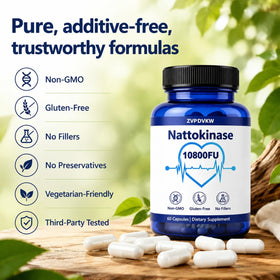 ZVPDVKW Nattokinase 10800 FU capsules sur fond blanc