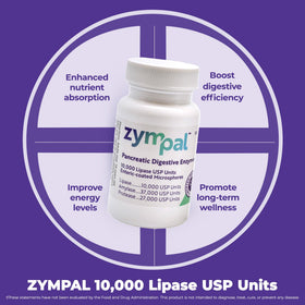 ZYMPAL Enzymes daily 10 000 Unités Lipase USP - étiquette sur le flacon
