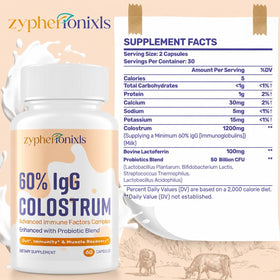 Zypherionixls colostrum bovin sur une table avec un verre d'eau