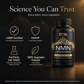 ZYVA Liposomal NMN 500mg product label close-up