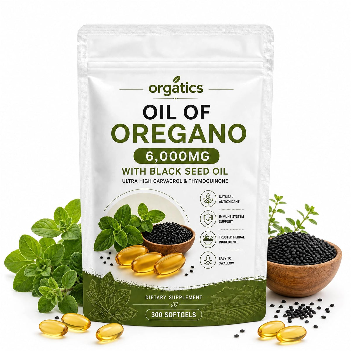 Zyvoxen gélules d'huile d'origan et de nigelle vue de face