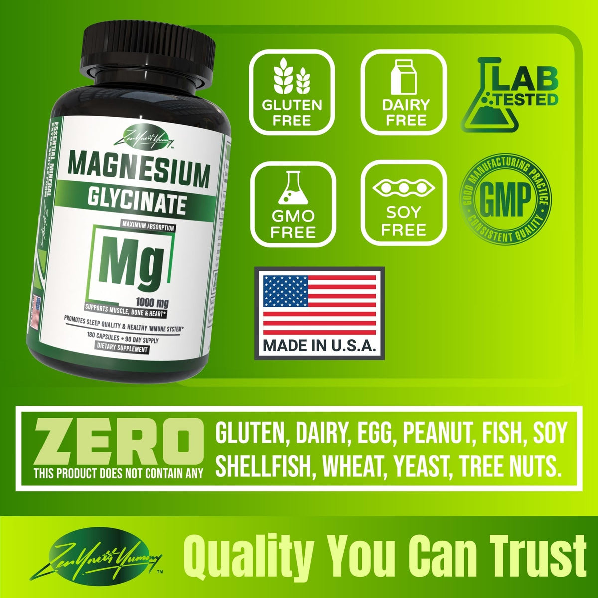 zyy Glycinate de Magnésium Pur 1000mg - informations nutritionnelles