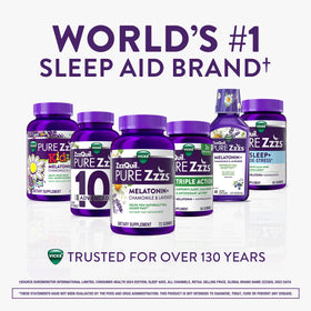 ZzzQuil Complément Sommeil 10mg Melatonine Fraise, présentation de la boîte