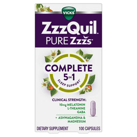 ZzzQuil Compléments Alimentaires Sommeil 10mg Mélatonine arrière de la boîte