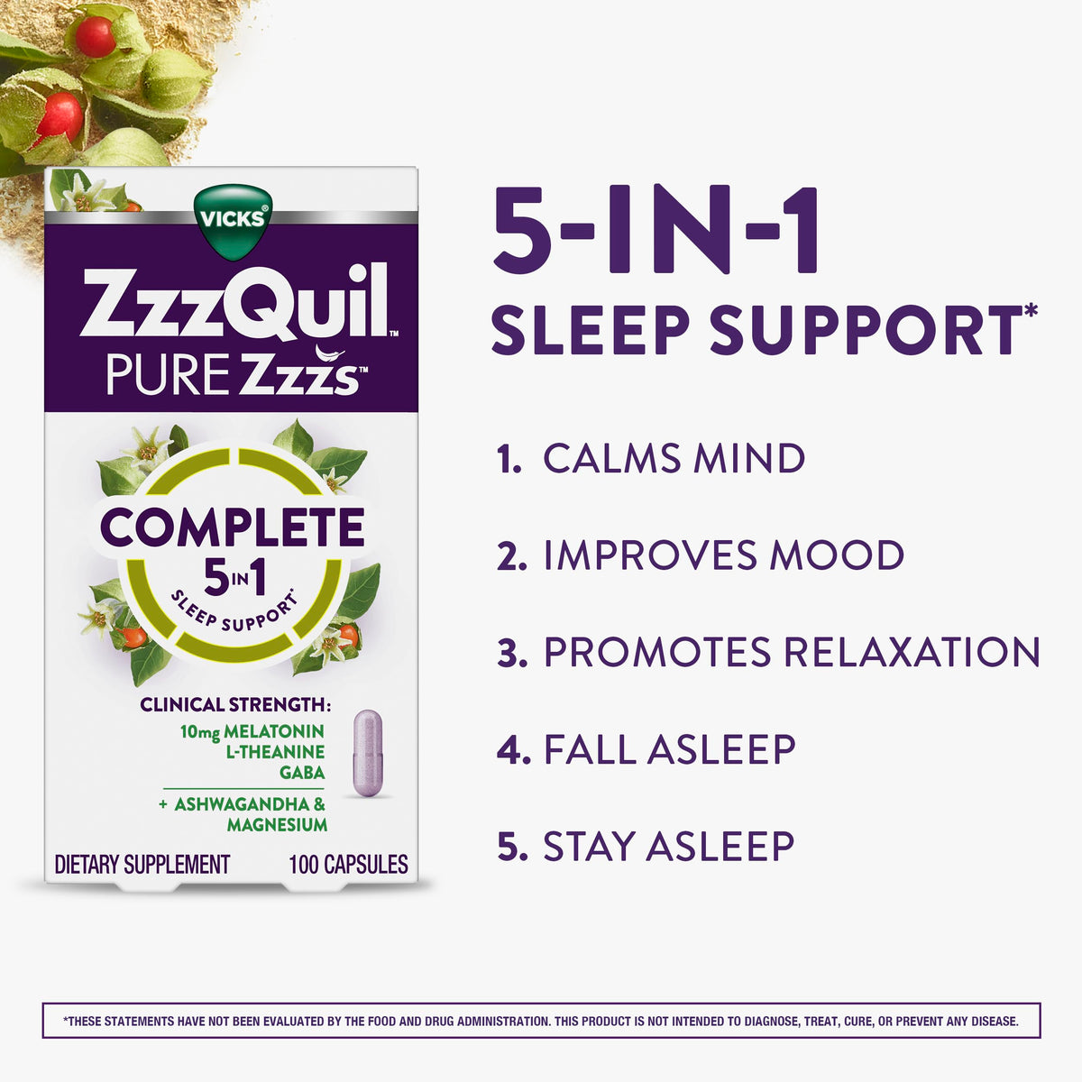 ZzzQuil Compléments Alimentaires Sommeil 10mg Mélatonine ingrédients