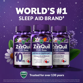 ZzzQuil Gummy Melatonin 2mg gummies in a travel bag