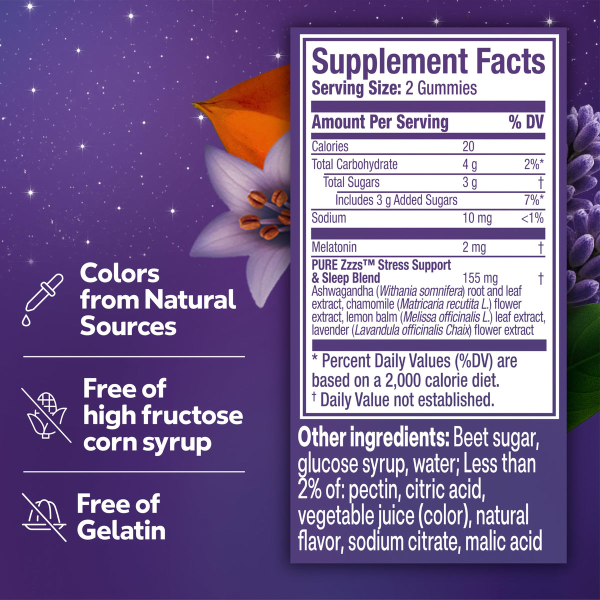 ZzzQuil Gummy Melatonin 2mg gummies on a wooden surface