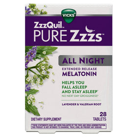 ZzzQuil Pure Zzzs All Night comprimés de mélatonine 2 mg, ingrédients principaux