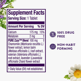 ZzzQuil Pure Zzzs All Night comprimés de mélatonine 2 mg, vue d'ensemble